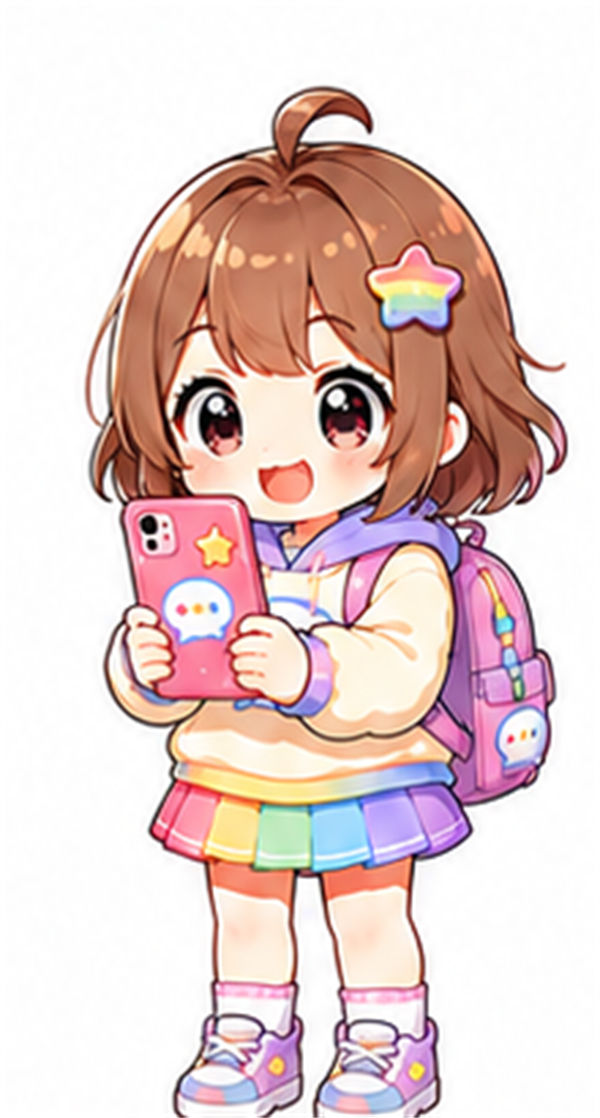 まなぶちゃんがスマホでChatGPTを試しているイラスト